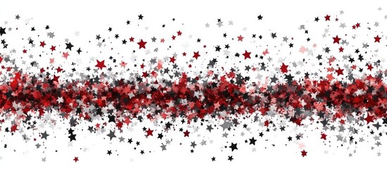 Festive border with red white and silver star shaped confetti on a white background perfect for celebration announcements and happy events