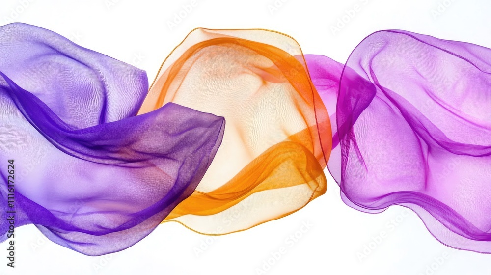 Poster colorful translucent fabric flowing gracefully in the air creating a dynamic and artistic visual eff