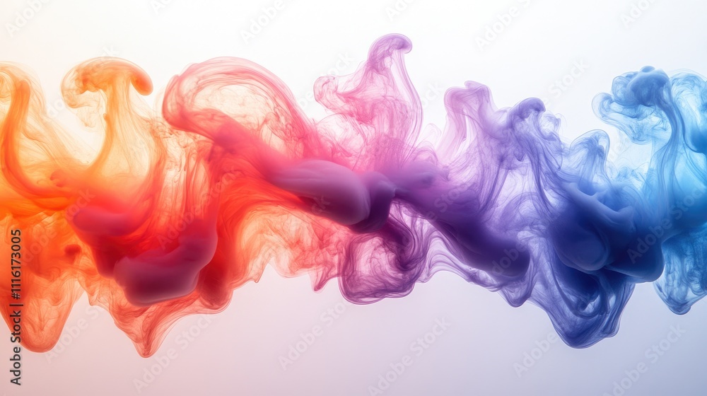 Poster acrylic paint and ink swirling in water creating vibrant abstract patterns with vivid colors against