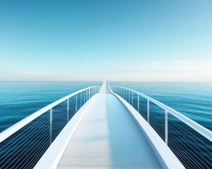 Obraz premium Seacrossing bridge with flexible modular sections, designed to withstand rough ocean conditions and changing tides