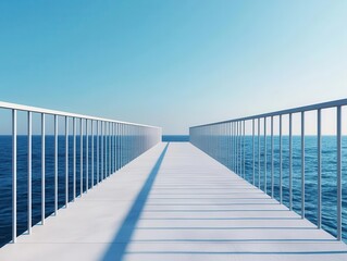 Naklejka premium Modern seacrossing bridge with integrated viewing platforms, providing panoramic views of the open ocean