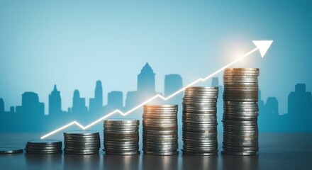 Illustration of an Upward Trending Coins and Chart Symbolizing Successful Asset Formation