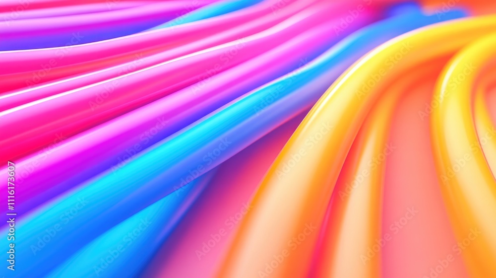 Poster colorful abstract power cables in vibrant hues arranged in flowing curves creating a dynamic and ene