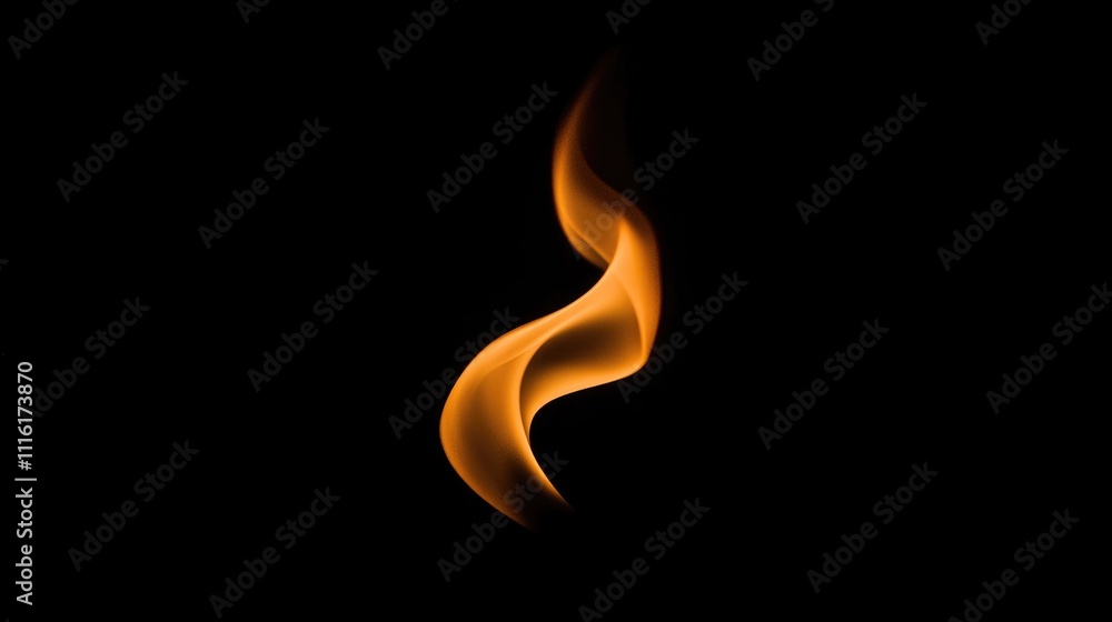 Poster dynamic orange flame shape on a dark background capturing the essence of heat and energy in a visual