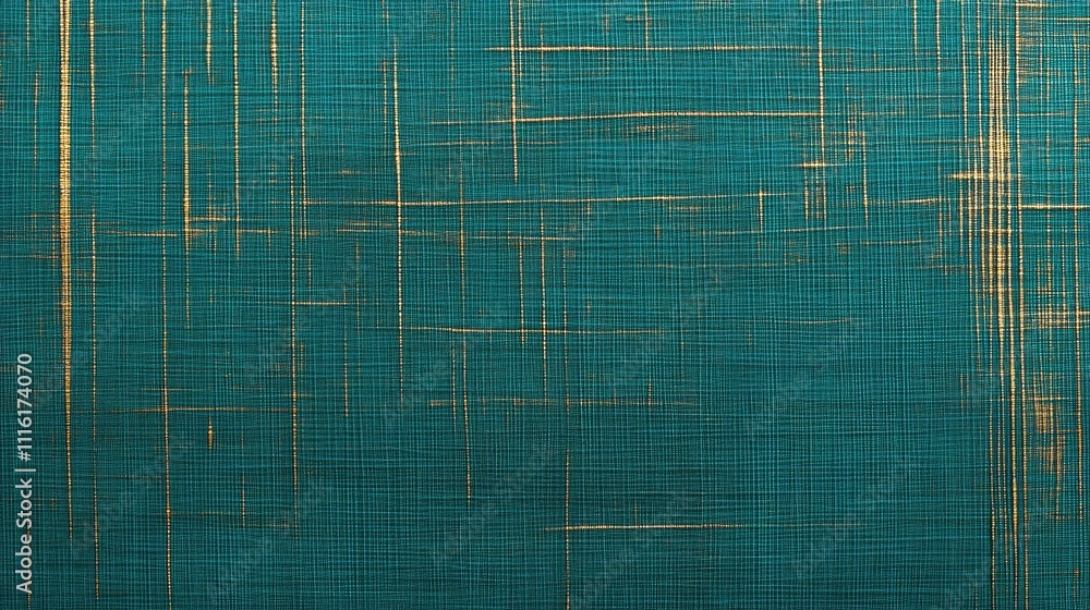 Poster turquoise textured ingrain wallpaper with subtle golden lines creating a modern and elegant backgrou