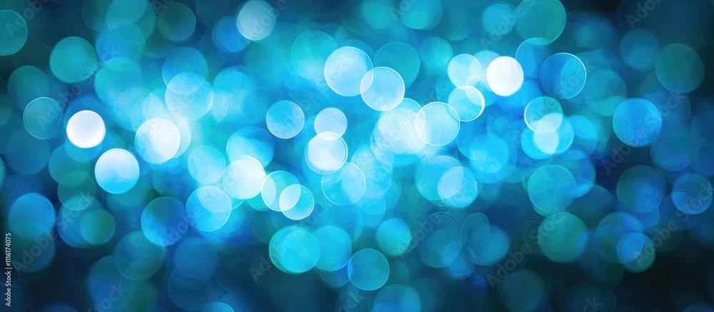 Poster blurred bokeh background in shades of blue creating a serene atmospheric effect for creative design 