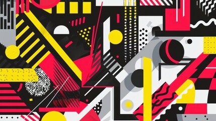 Abstract geometric design with vibrant colors and dynamic shapes.