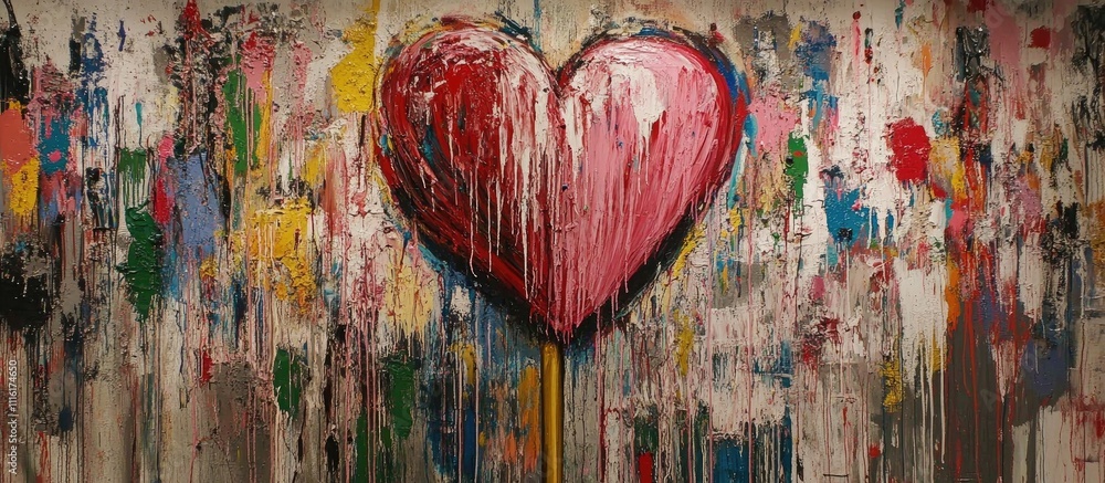 Aufkleber vibrant abstract heart artwork on a colorful textured background conveying emotion and creativity in