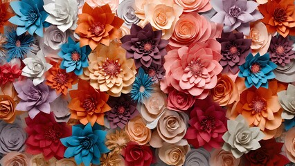 A colorful bouquet of flowers with a variety of colors including pink, blue, and yellow. The flowers are arranged in a way that they look like they are in a vase , Generative AI