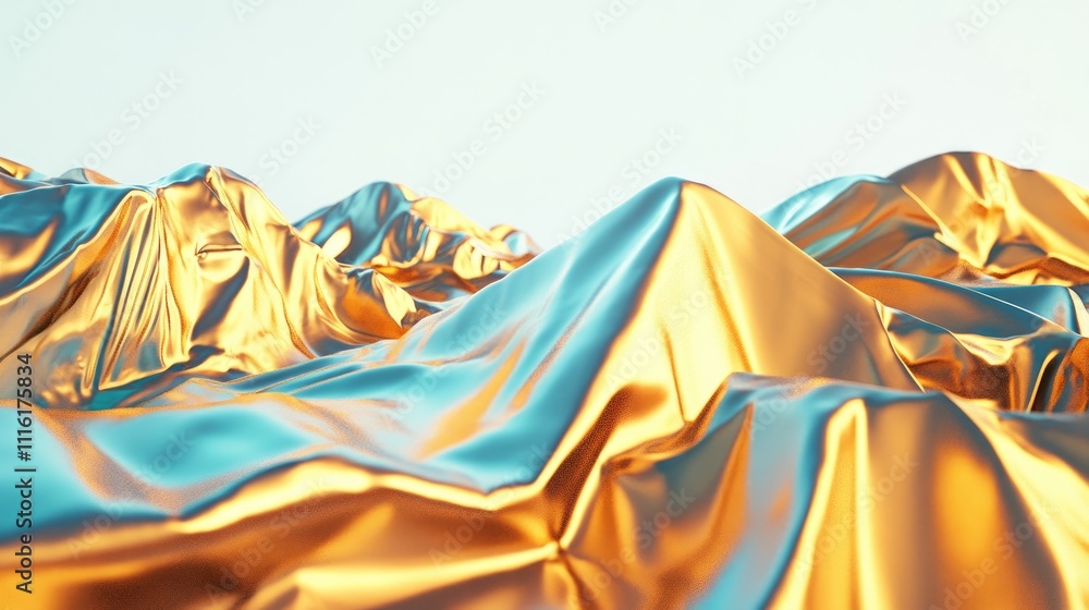 Poster crumpled metallic foil texture creating a vibrant landscape effect against a light background for cr
