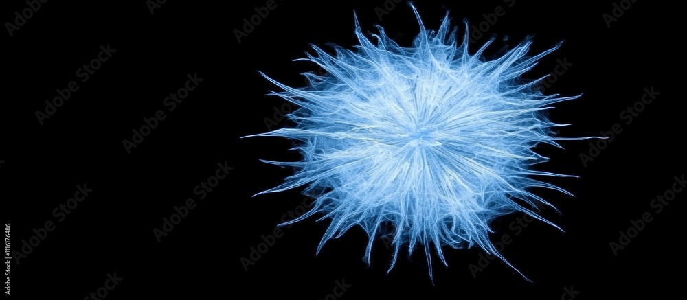 Poster blue abstract fireworks explosion against a black background creating a vibrant celebration atmosphe