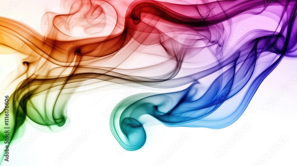 Poster colorful abstract smoke swirling in various hues, creating a dynamic backdrop with smooth flowing pa