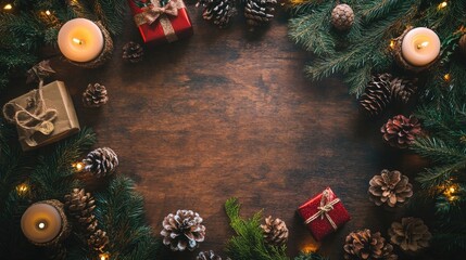 Christmas mock-up template filled with decorative elements, providing ample empty space for text. This Christmas mock-up template allows for creative personalization and festive flair.