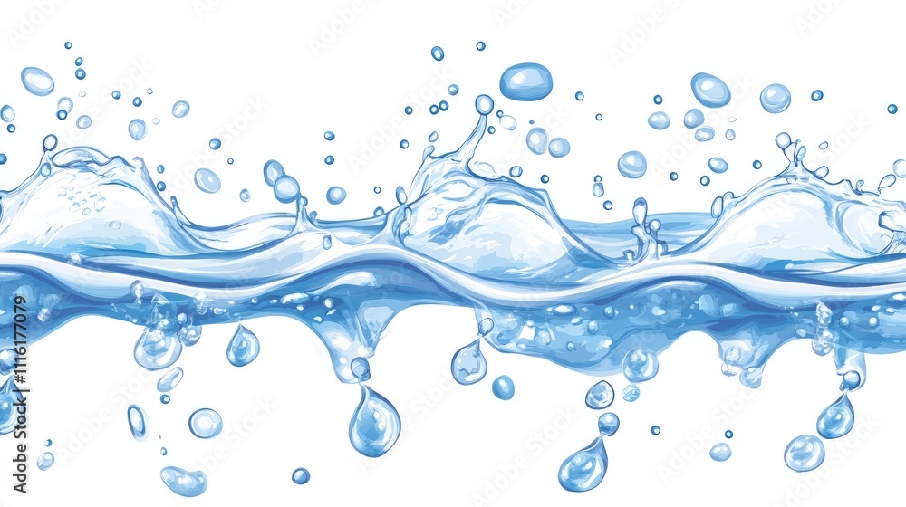 Aufkleber dynamic sea water splash background with droplets and waves for creative design projects