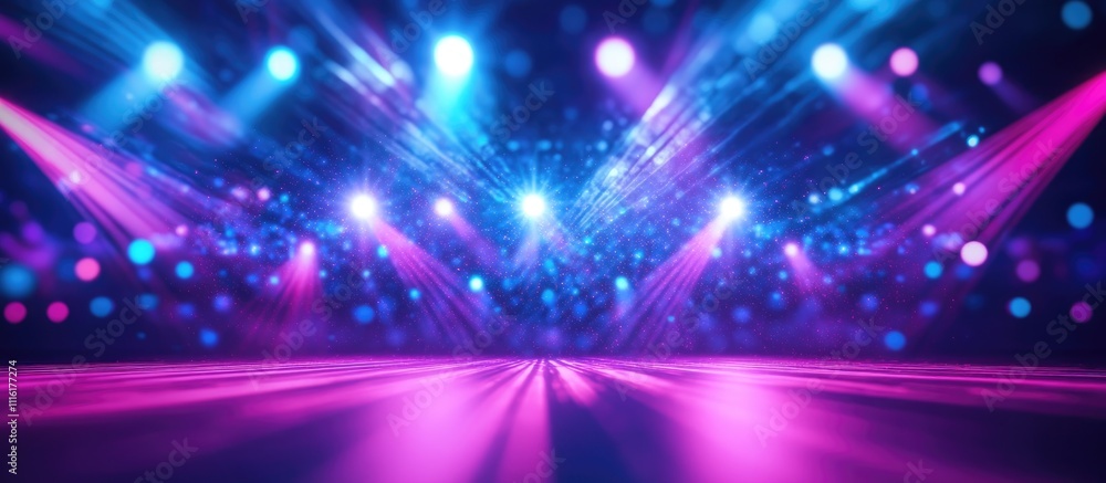 Poster colorful stage lighting effects with blur and defocus creating an ambient scene for events and perfo