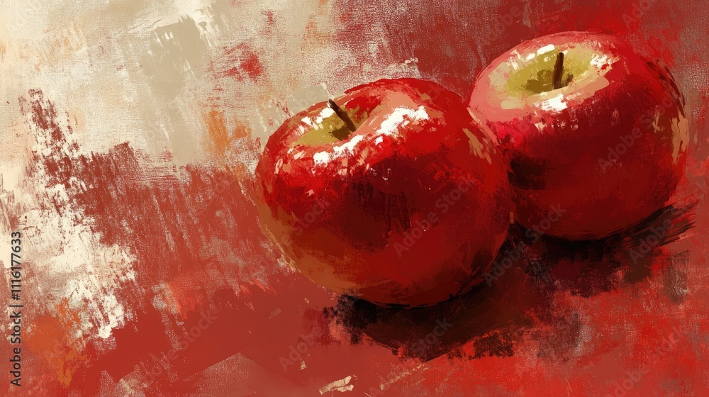 Aufkleber fresh vibrant red apples on an abstract colorful background showcasing their natural appeal and invi