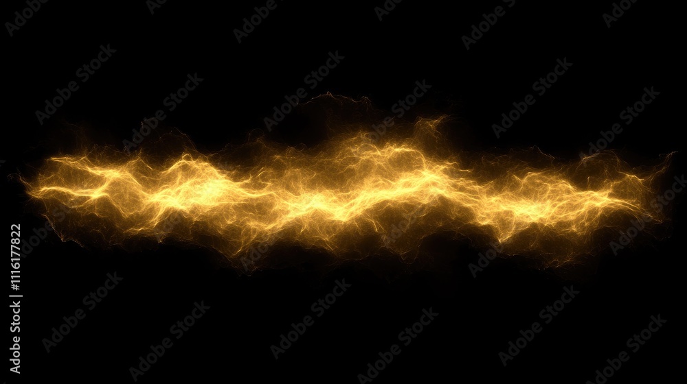 Poster golden abstract light bokeh effect on a black background, featuring ethereal particles with a shimme