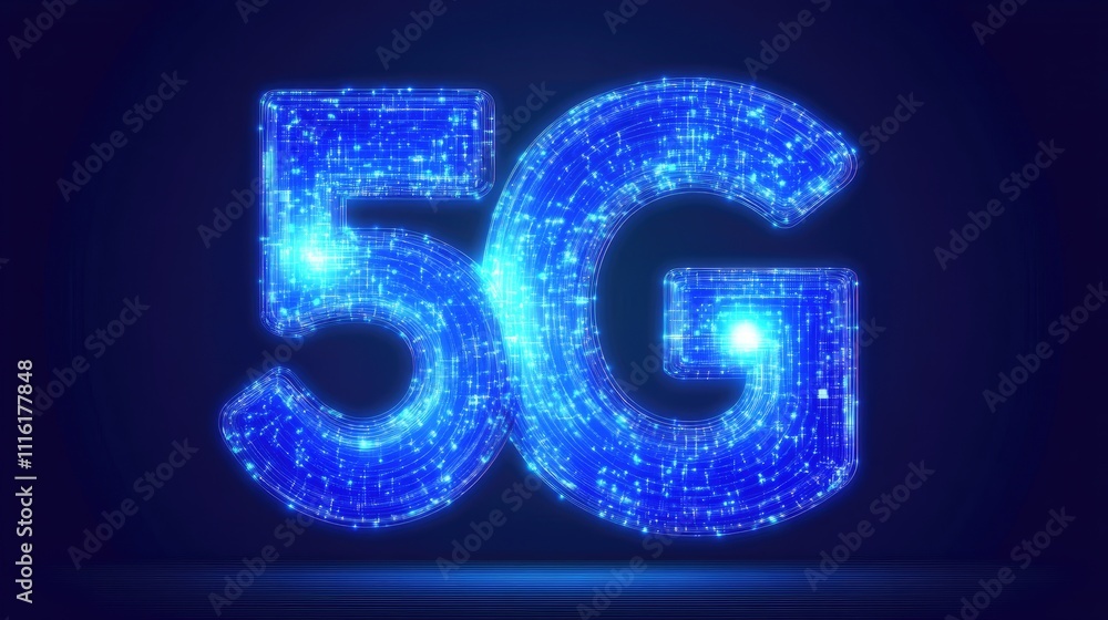Poster 5g technology concept glowing digital symbol representing advanced wireless networks and internet of