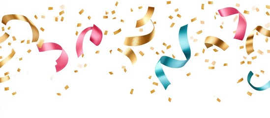 Colorful confetti and ribbon illustration for celebrations and festive events background design