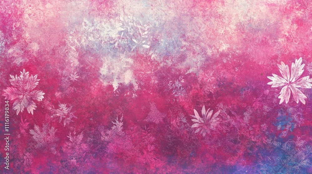 Poster colorful abstract fabric textile texture with floral patterns in pink and purple hues for creative b