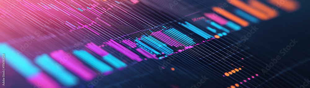 Aufkleber a vibrant digital representation featuring colorful bars and lines against a dark background, sugges