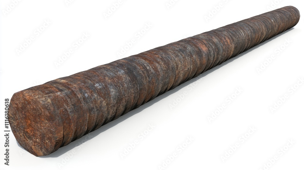 Poster rusty metal bar with textured surface isolated on white background for industrial and construction d