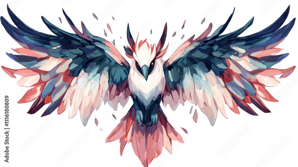 Aufkleber vibrant abstract parrot illustration in dynamic flight against a clean white background showcasing e