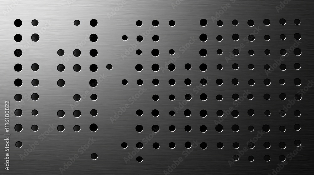 Aufkleber Textured gray metallic background with varying perforation patterns for modern design applications and visual aesthetics.