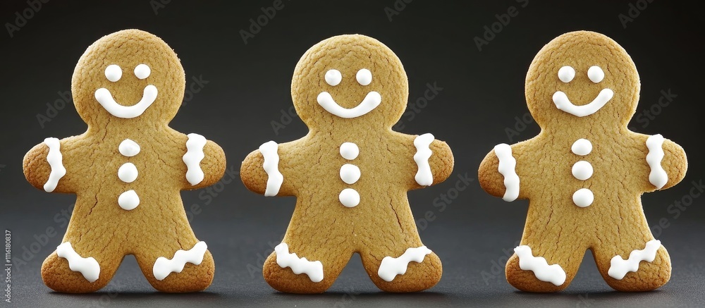 Aufkleber homemade gingerbread cookies arranged in a festive setting with a dark background showcasing holiday