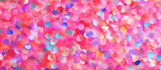 Vibrant pink background adorned with scattered colorful confetti ideal for festive celebrations parties and birthdays