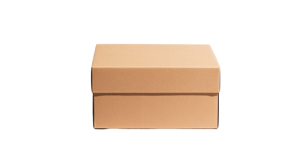 A simple, brown cardboard box, typically used for packaging or storage purposes.