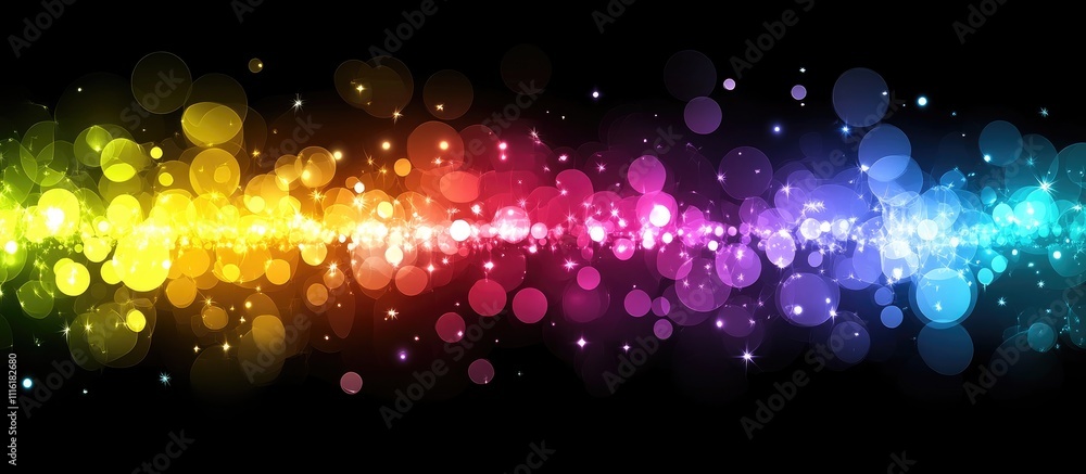 Poster colorful bokeh light background with vibrant fireworks creating a festive and celebratory atmosphere