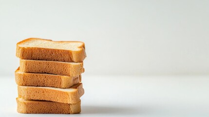 Delicious and mouthwatering slices of toast bread arranged aesthetically, perfect for highlighting the delightful appeal of toasted bread in culinary presentations. Ideal photo with copy space.