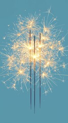 Festive Sparkler Display on Blue Background during Celebration Event
