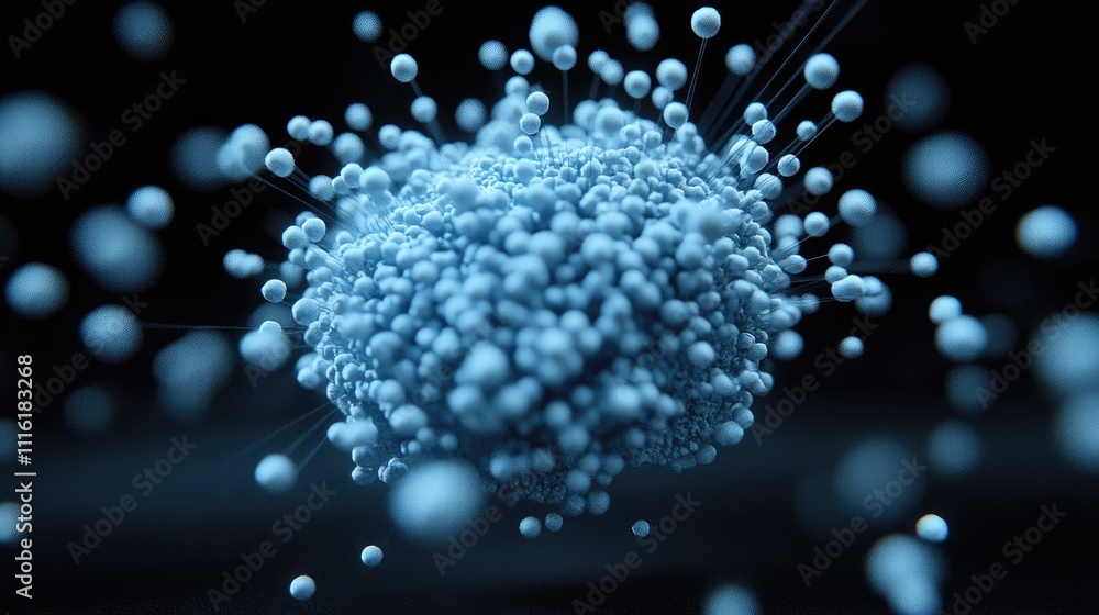 Poster abstract bokeh light particles in blue tones creating a dreamy background for graphic designs and vi