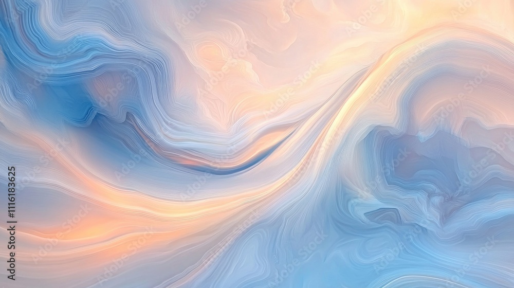 Poster close-up detail of botswana agate chalcedony quartz, featuring unique swirling patterns and soft pas