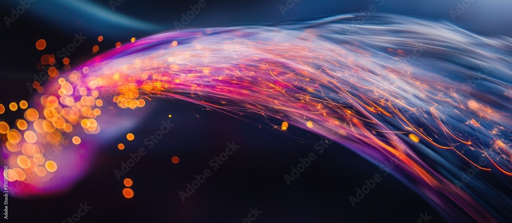 Poster long exposure shot capturing vibrant light trails and sparks from firecracker sparklers creating a d