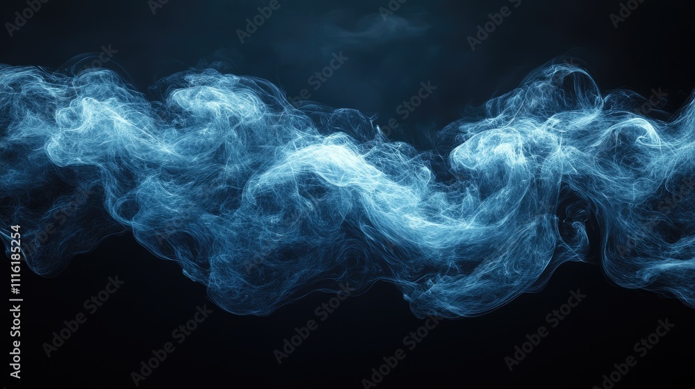 Aufkleber blue smoke waves elegantly flowing against a dark background creating a mysterious and atmospheric v