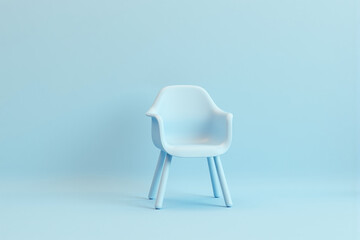 Modern office chair with a minimalist design on a pastel blue background