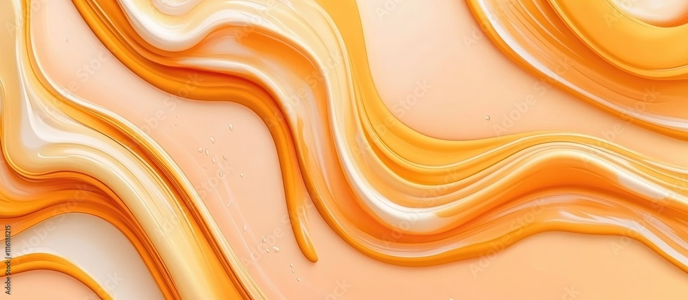 Poster abstract swirls of vibrant orange and yellow layers creating a warm and dynamic background for desig