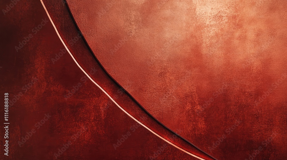 Poster red bronze background in an asymmetric and minimalist style, ideal for creating a unique greeting ca