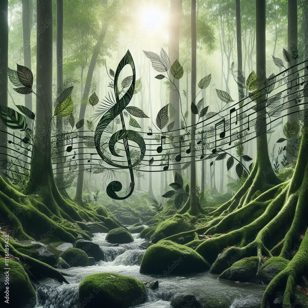 Poster forest canopy high notes produce leaves while low notes create b