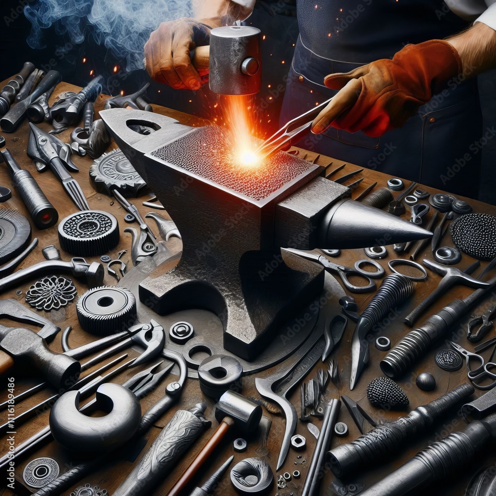 Poster forging casting welding with different metals or projects e g to