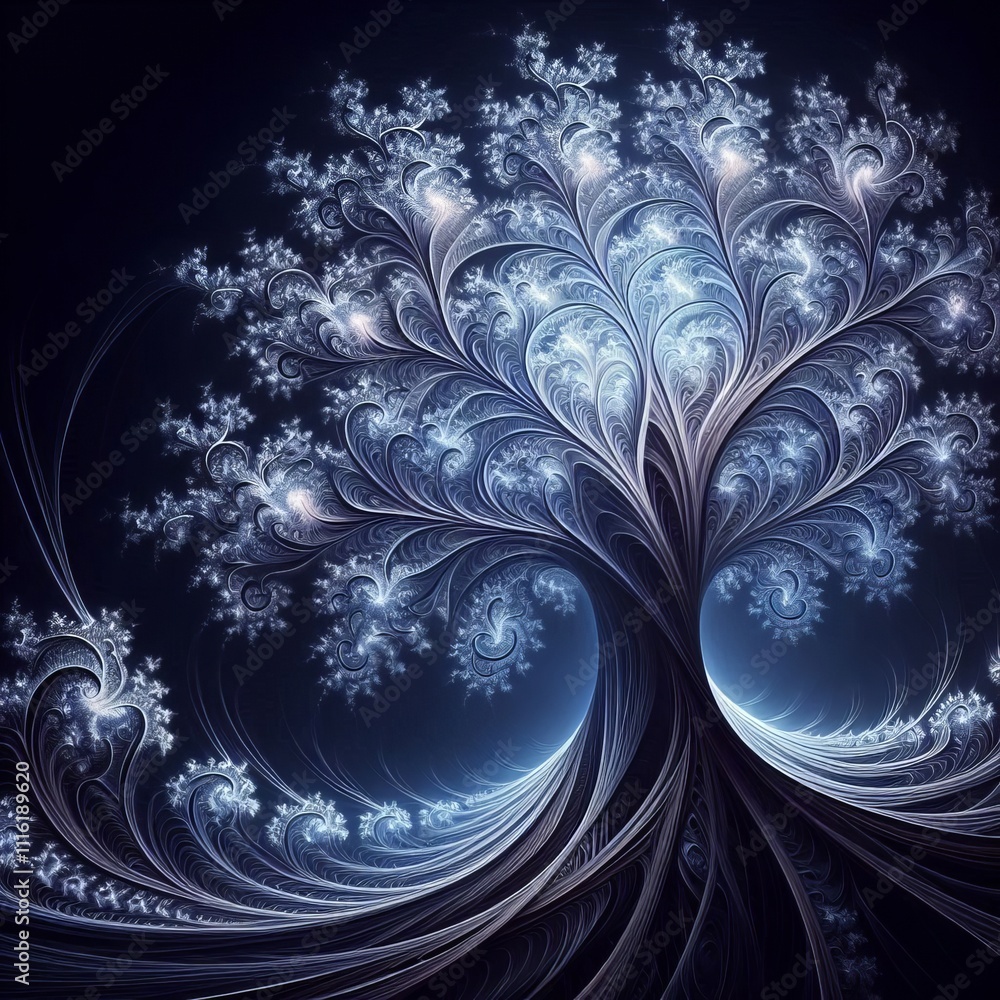 Aufkleber fractal tree a delicate branching structure symbolizing growth a