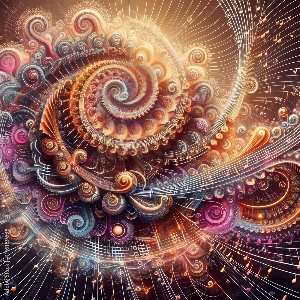Poster fractals notes generate fractal patterns with each note adding a