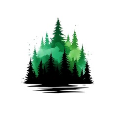 Obraz premium Watercolor pine tree illustration.
