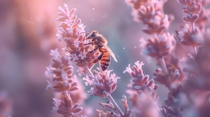Honeybee on Lavender in Soft Light