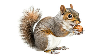 Obraz premium A squirrel holding an acorn, showcasing its playful nature and connection to nature.
