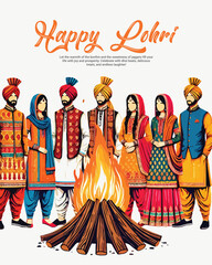 Happy Lohri social media post banner template