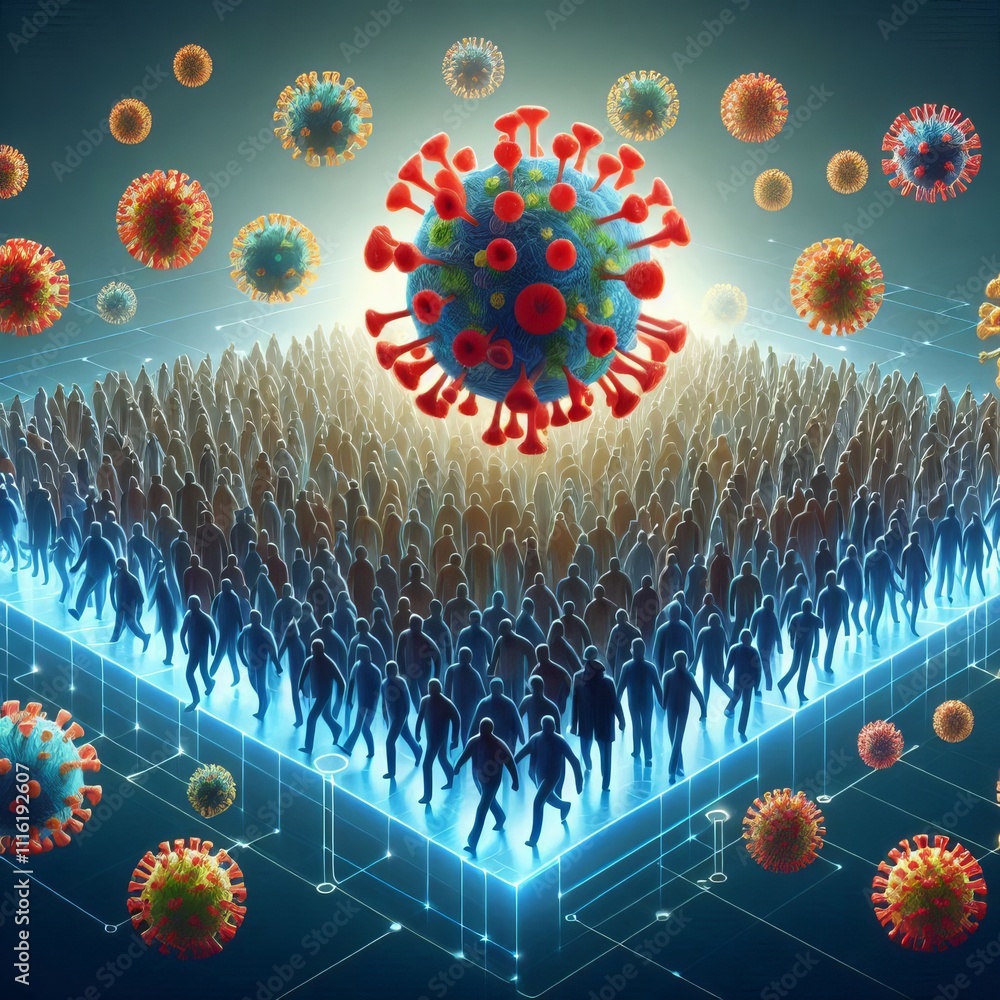 Poster herd immunity visual representation of herd immunity within a po